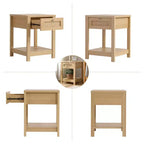 Bekrvio Table de Chevet Bohème en Rotin de 45,7 cm, Lot de 1/2, avec Tiroir et Boutons en Laiton, Table d'Appoint en Bois avec Étagère Ouverte pour Chambre/Salon