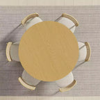 PexFix Table de salle à manger ronde 52 en bois massif, table de cuisine pour 4-6 personnes avec plateau et pieds cylindriques concaves pour salon/salle à manger/bureau, naturel