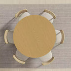 PexFix Table à manger ronde en bois massif de 52 po, table de cuisine pour 4 à 6 personnes avec plateau et base conique cannelée pour salon/salle à manger, bureau, café, naturel