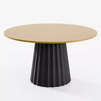 PexFix Table à manger ronde en bois massif de 52 po, table de cuisine pour 4 à 6 personnes avec plateau et base conique cannelée pour salon/salle à manger, bureau, café, naturel