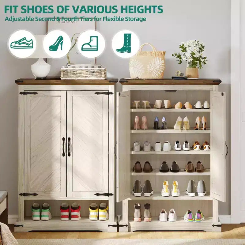Meuble à chaussures Balconera 6 niveaux, étagère à chaussures en bois avec étagères réglables pour couloir