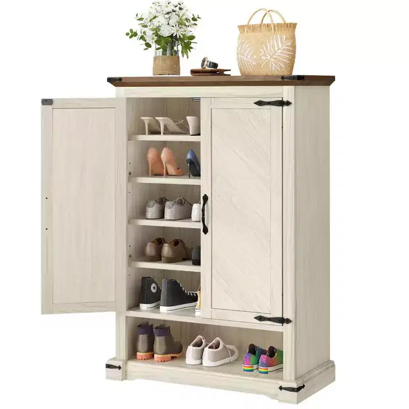 Meuble à chaussures Balconera 6 niveaux, étagère à chaussures en bois avec étagères réglables pour couloir