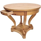 Table à manger ronde de petite taille GDFStudio Nicolas Farmhouse avec 2 tiroirs et pieds incurvés