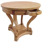 Table à manger ronde de petite taille GDFStudio Nicolas Farmhouse avec 2 tiroirs et pieds incurvés