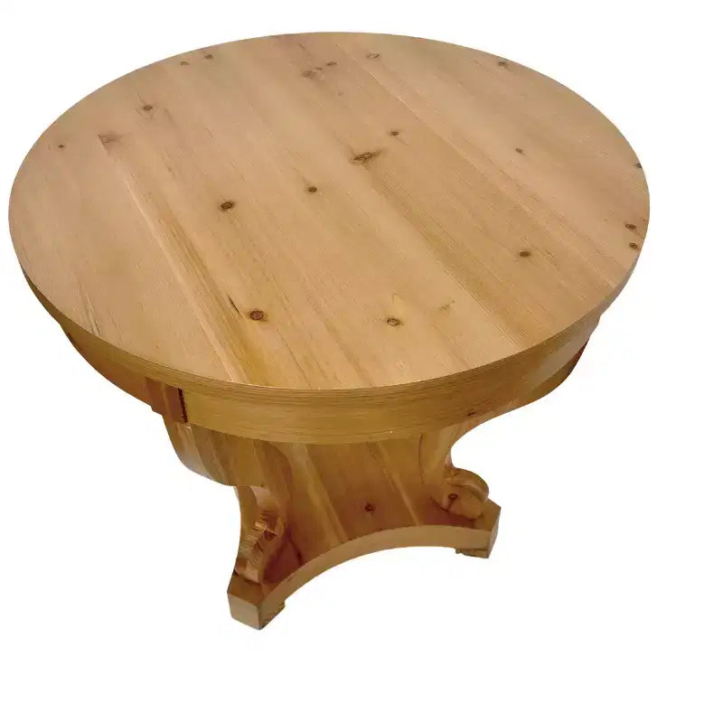 Table à manger ronde de petite taille GDFStudio Nicolas Farmhouse avec 2 tiroirs et pieds incurvés