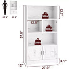 Bibliothèque de rangement avec portes Étagère moderne avec lumières LED Bibliothèque de fermeGrands présentoirs Étagère à livres pour le bureau à domicile