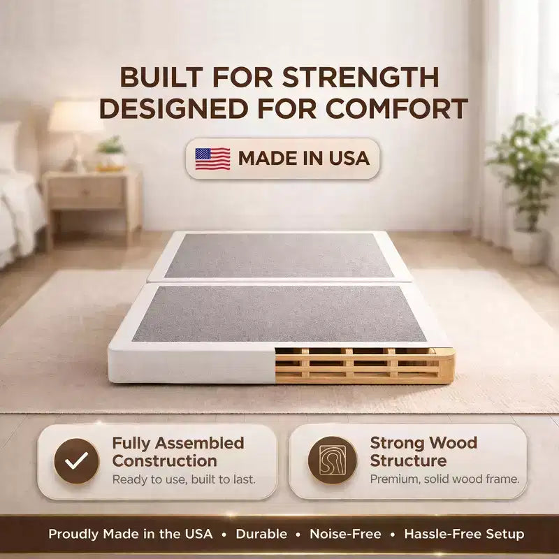 Continental Sleep, Sommier Tapissier, Base en bois de 5 cm, Sommier de soutien pour matelas en 2 pièces, Entièrement assemblé, Blanc