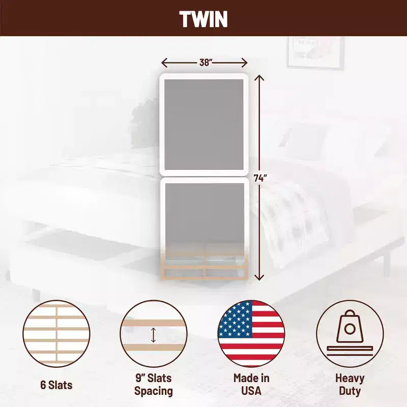 Continental Sleep, Sommier Tapissier, Base en bois de 5 cm, Sommier de soutien pour matelas en 2 pièces, Entièrement assemblé, Blanc