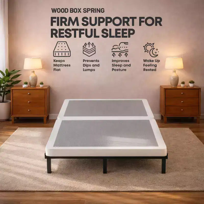 Continental Sleep, Sommier Tapissier, Base en bois de 5 cm, Sommier de soutien pour matelas en 2 pièces, Entièrement assemblé, Blanc