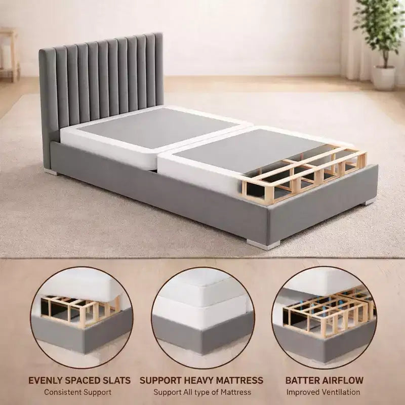 Continental Sleep, Sommier Tapissier, Base en bois de 5 cm, Sommier de soutien pour matelas en 2 pièces, Entièrement assemblé, Blanc
