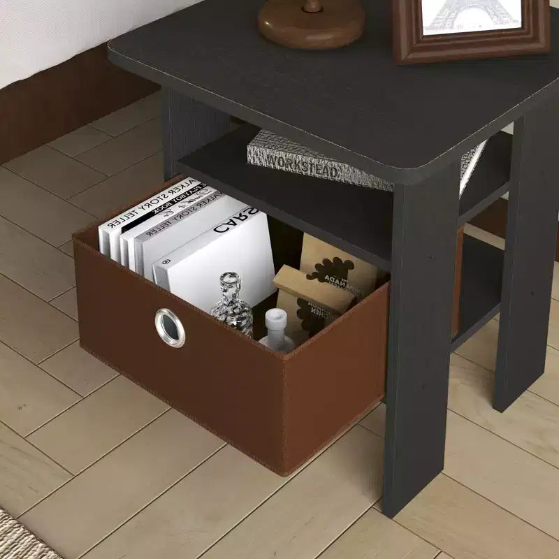 Table de chevet moderne HOMLUX 1 pièce avec tiroir amovible et étagère ouverte