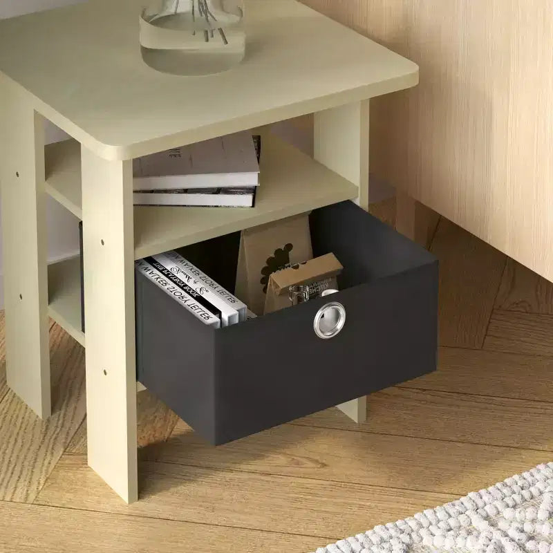 Table de chevet moderne HOMLUX 1 pièce avec tiroir amovible et étagère ouverte