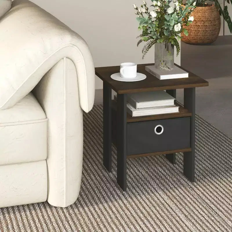 Table de chevet moderne HOMLUX 1 pièce avec tiroir amovible et étagère ouverte