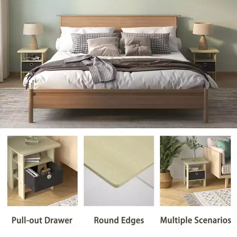 Table de chevet moderne HOMLUX 1 pièce avec tiroir amovible et étagère ouverte