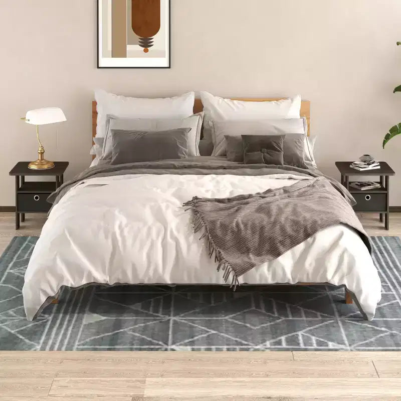 Table de chevet moderne HOMLUX 1 pièce avec tiroir amovible et étagère ouverte