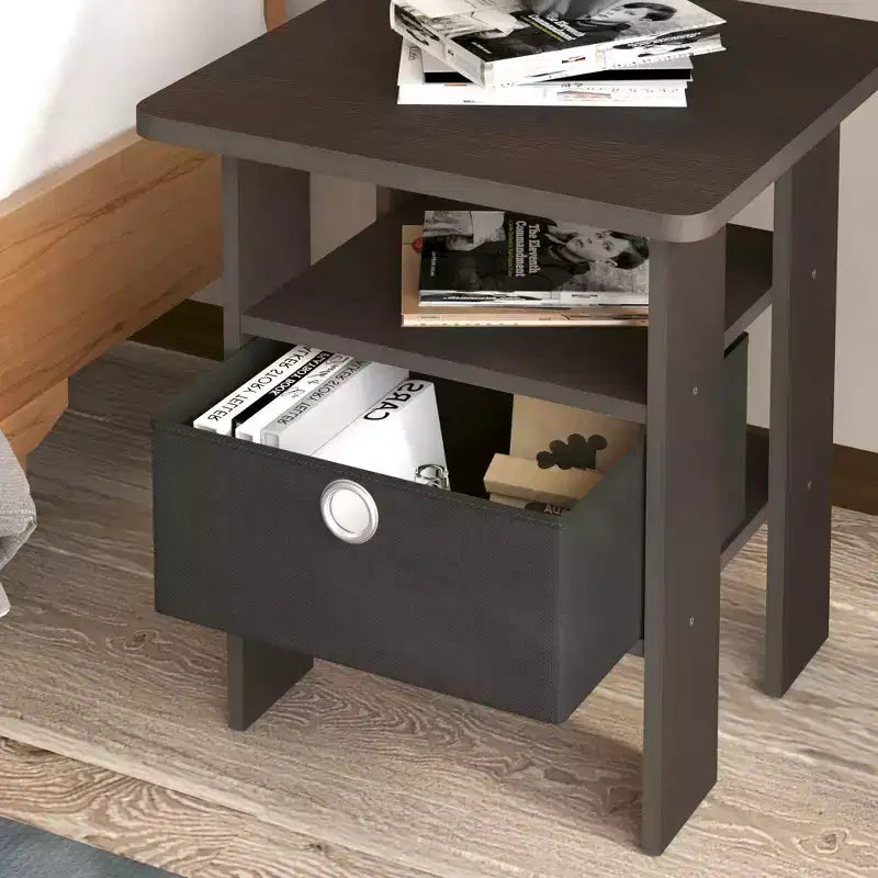 Table de chevet moderne HOMLUX 1 pièce avec tiroir amovible et étagère ouverte