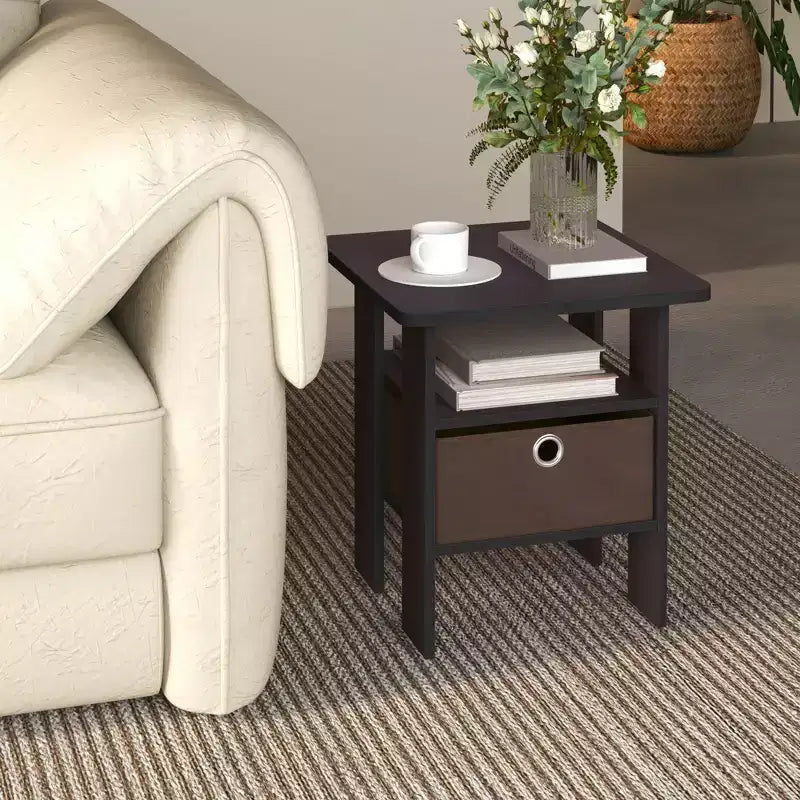 Table de chevet moderne HOMLUX 1 pièce avec tiroir amovible et étagère ouverte