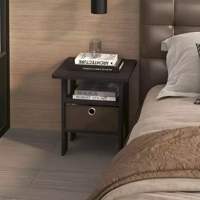 Table de chevet moderne HOMLUX 1 pièce avec tiroir amovible et étagère ouverte