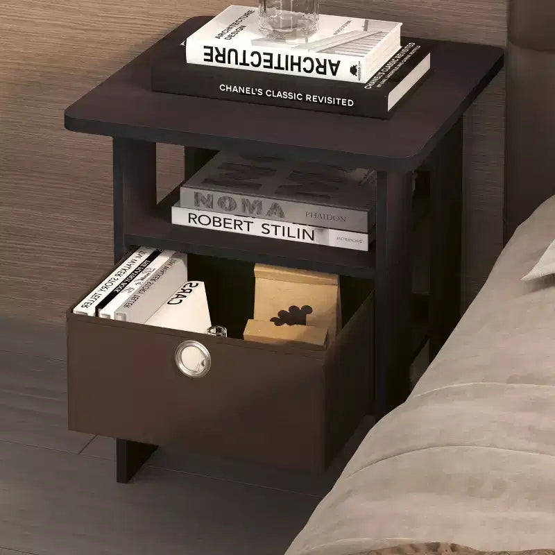 Table de chevet moderne HOMLUX 1 pièce avec tiroir amovible et étagère ouverte