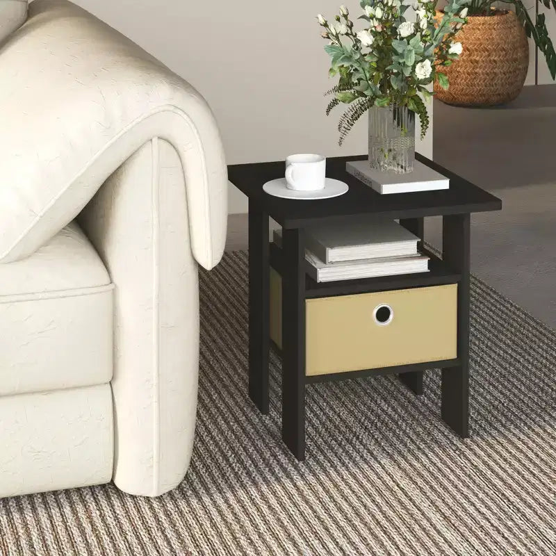 Table de chevet moderne HOMLUX 1 pièce avec tiroir amovible et étagère ouverte