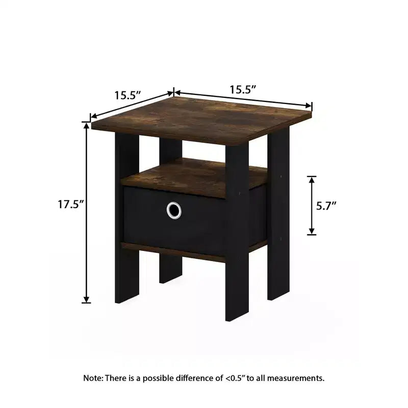Table de chevet moderne HOMLUX 1 pièce avec tiroir amovible et étagère ouverte