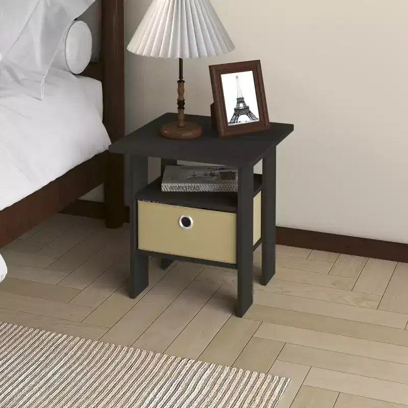 Table de chevet moderne HOMLUX 1 pièce avec tiroir amovible et étagère ouverte
