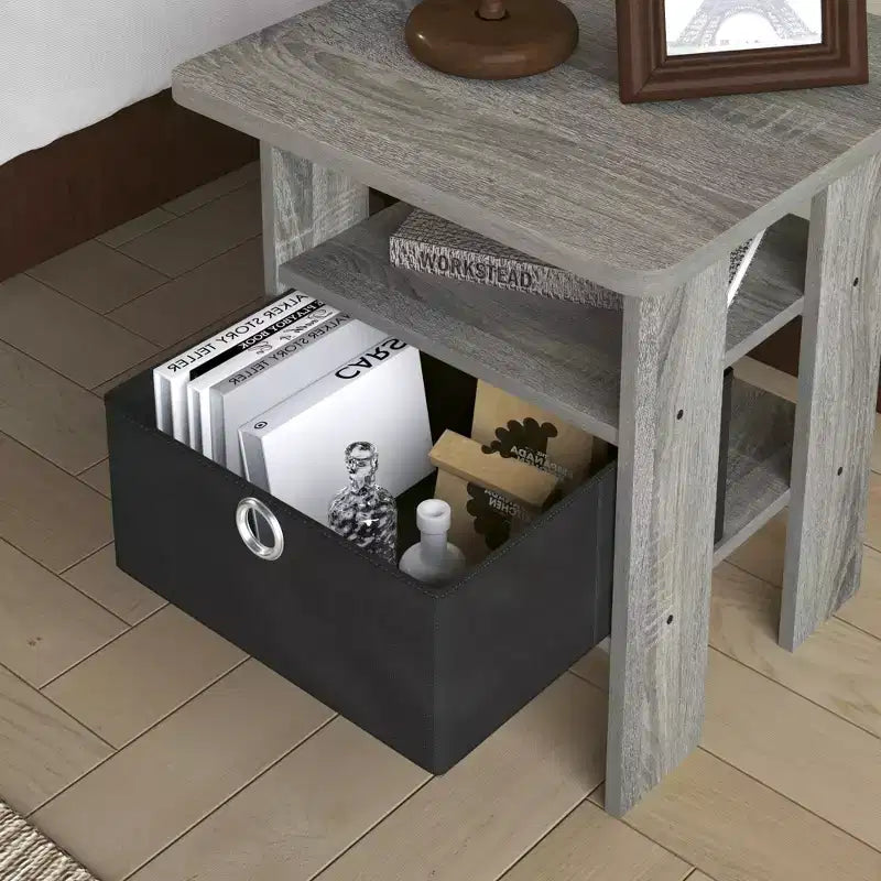 Table de chevet moderne HOMLUX 1 pièce avec tiroir amovible et étagère ouverte