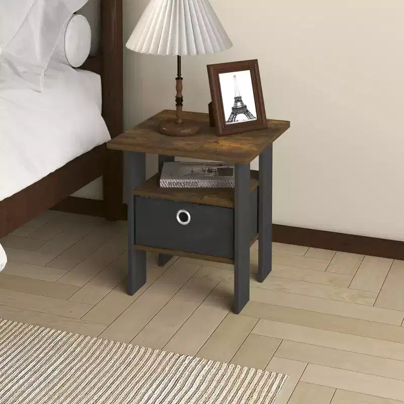 Table de chevet moderne HOMLUX 1 pièce avec tiroir amovible et étagère ouverte
