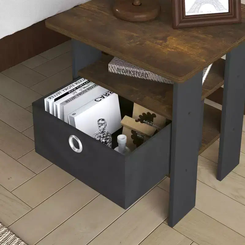 Table de chevet moderne HOMLUX 1 pièce avec tiroir amovible et étagère ouverte