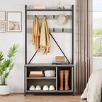Porte-manteau avec banc, porte-manteau industriel, meuble de rangement pour chaussures d'entrée avec casiers de rangement, banc à chaussures et porte-manteau pour vestiaire et hall d'entrée