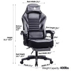 Chaise de jeu Okak à dossier haut, chaise de bureau ergonomique avec repose-pieds pliable, chaise confortable réglable en hauteur pour l'étude, la salle de jeu