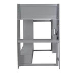 Lit mezzanine double de jeu avec bureau et LED, cadre de lit mezzanine en bois avec étagères de rangement et une penderie suspendue