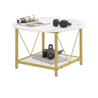 Table basse ronde à 2 niveaux au design moderne avec étagère ouverte Rangement en bois Table basse centrale Décoration d'intérieur pour bureau et salon