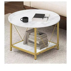 Table basse ronde à 2 niveaux au design moderne avec étagère ouverte Rangement en bois Table basse centrale Décoration d'intérieur pour bureau et salon