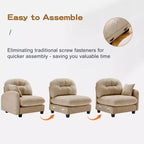 Canapé modulable beige en forme de L en tissu chenille avec ottoman, base en bois de haute qualité pour salons