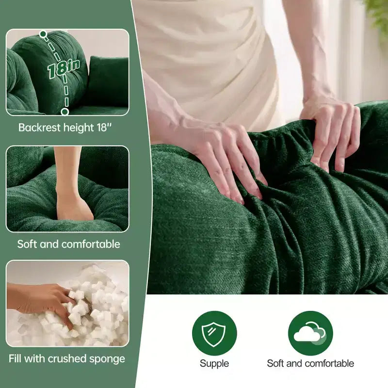 Canapé modulable beige en forme de L en tissu chenille avec ottoman, base en bois de haute qualité pour salons