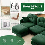 Canapé modulable beige en forme de L en tissu chenille avec ottoman, base en bois de haute qualité pour salons
