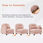 Canapé modulable beige en forme de L en tissu chenille avec ottoman, base en bois de haute qualité pour salons