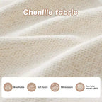 Canapé modulable beige en forme de L en tissu chenille avec ottoman, base en bois de haute qualité pour salons