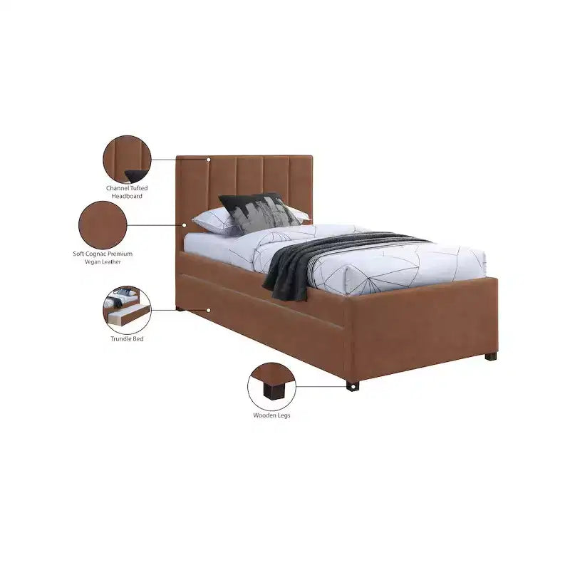 Lit gigogne double en similicuir Hudson de Meridian Furniture