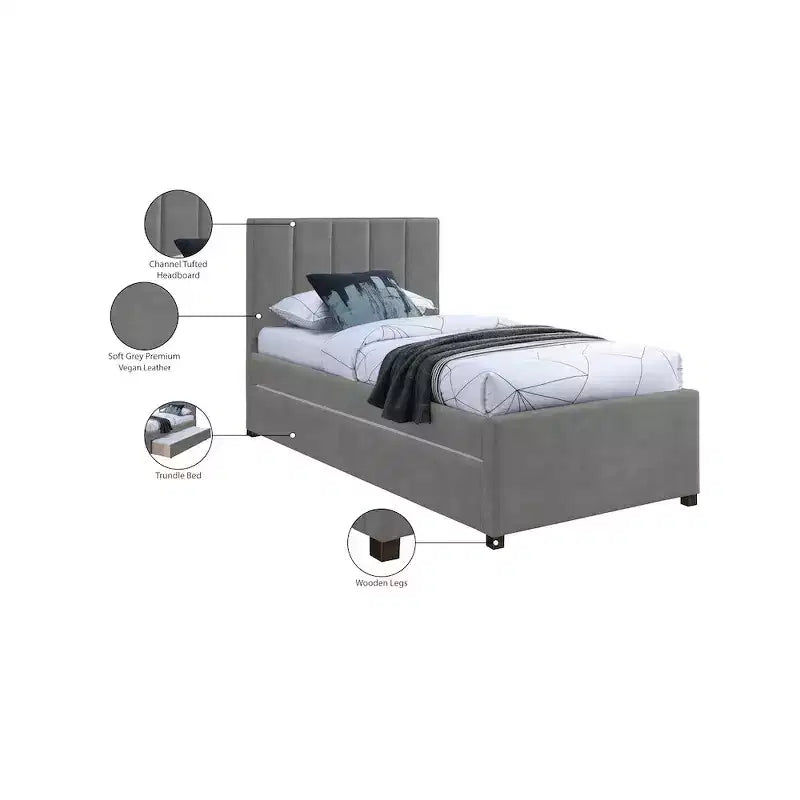 Lit gigogne double en similicuir Hudson de Meridian Furniture