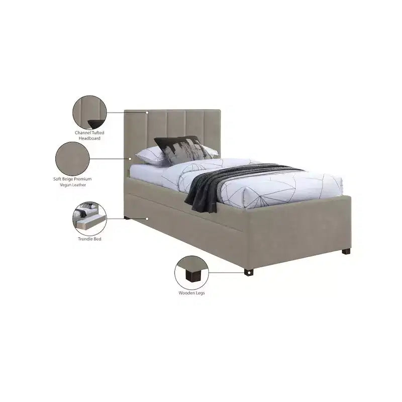 Lit gigogne double en similicuir Hudson de Meridian Furniture