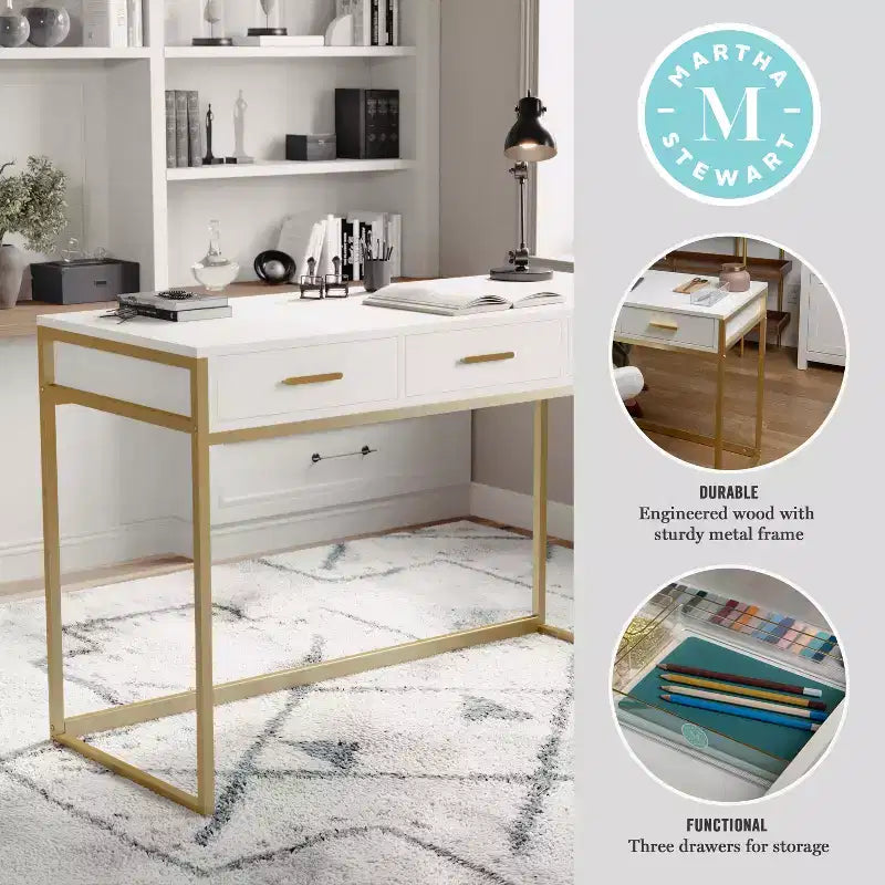 Bureau Martha Stewart Ollie avec 3 tiroirs