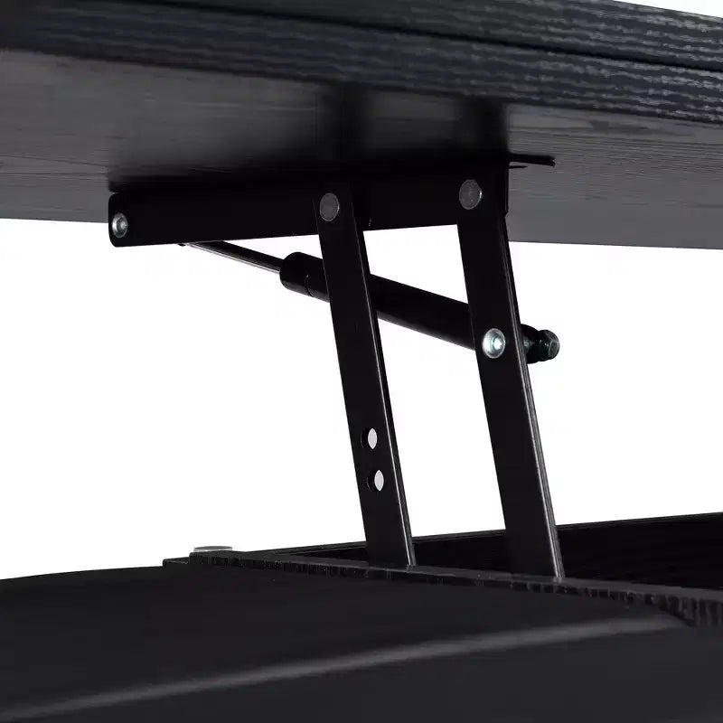 Zeus & Ruta Table Basse Relevable Multifonctionnelle Moderne avec Rangement Caché, 4 Tabourets et Roulettes, Parfaite pour les Espaces de Vie Modernes