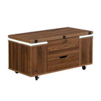 Zeus & Ruta Table Basse Relevable Multifonctionnelle Moderne avec Rangement Caché, 4 Tabourets et Roulettes, Parfaite pour les Espaces de Vie Modernes