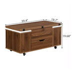 Zeus & Ruta Table Basse Relevable Multifonctionnelle Moderne avec Rangement Caché, 4 Tabourets et Roulettes, Parfaite pour les Espaces de Vie Modernes