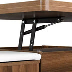 Zeus & Ruta Table Basse Relevable Multifonctionnelle Moderne avec Rangement Caché, 4 Tabourets et Roulettes, Parfaite pour les Espaces de Vie Modernes