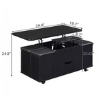 Zeus & Ruta Table Basse Relevable Multifonctionnelle Moderne avec Rangement Caché, 4 Tabourets et Roulettes, Parfaite pour les Espaces de Vie Modernes