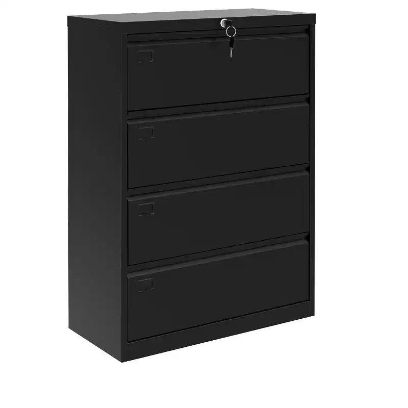 Meuble de classement latéral à 4 tiroirs TROPOW - Métal robuste noir pour documents format lettre/légal (usage domestique/bureau)