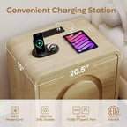 Tables de chevet Bestier (lot de 2) avec station de charge, tables d'appoint LED modernes avec 2 tiroirs, 2 tables de chevet avec rangement pour chambre et salon